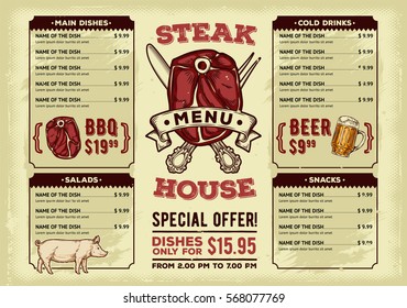 Template for the restaurant menu