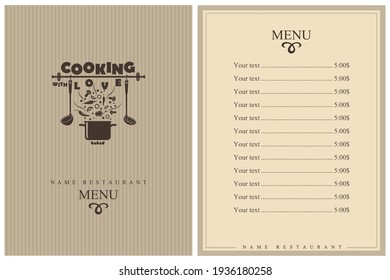 template restaurant menu design with cooking kitchen utensils