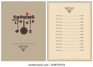 template restaurant menu design with cooking kitchen utensils