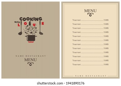 template restaurant menu design with cooking kitchen utensils