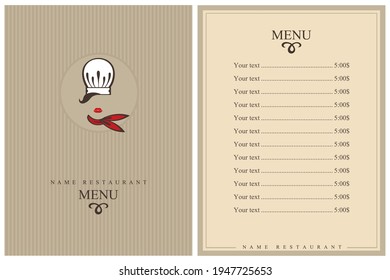 template restaurant menu design with lady chef