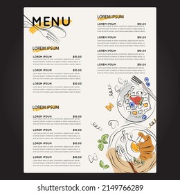 Template restaurant menu. Menu poster. Sketching style