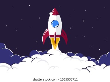 Template rocket flies into space, the concept of a startup