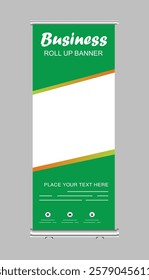 Template rolled up banner simple green color for business company 