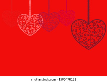 A template for romantic moment such as anniversaries, valentines, greeting, celebrating and etc. it’s a red background with elegant laced heart hanging above. There’s a copy space for your text.