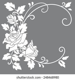 Template rose frame  design for greeting card. 