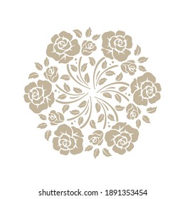  Plantilla de patrón circular de rosas, rosette decorativo. Patrón de mandala del vector de corte láser. Decoración floral casera.