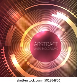 Template with round abstract technology background and place for text. Vector element for presentations, postcards, and your design