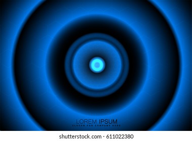 Template with round abstract technology background in blue tones and place for text. Vector element for presentations, postcards, and your design
