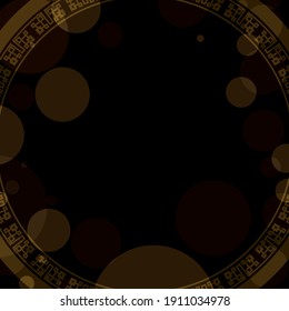 Template with a round Chinese pattern and bokeh effect in dark background.
