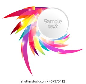 Template Round frame with abstract rainbow colored petals. Vector element for your design