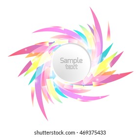 Template Round frame with abstract rainbow colored petals. Vector element for your design