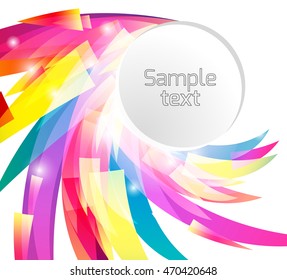 Template Round frame with abstract rainbow colored petals. Vector element for your design
