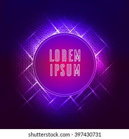 Template with a round frame and strokes in electro style. The template for banners, flyers and invitations