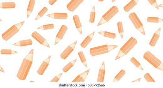 Template with row of color pencils isolated on white background. vector illustration