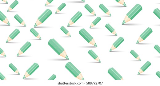 Template with row of color pencils isolated on white background. vector illustration
