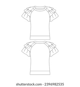 template ruffle sleeve sweater vector illustration flat design outline clothing collection