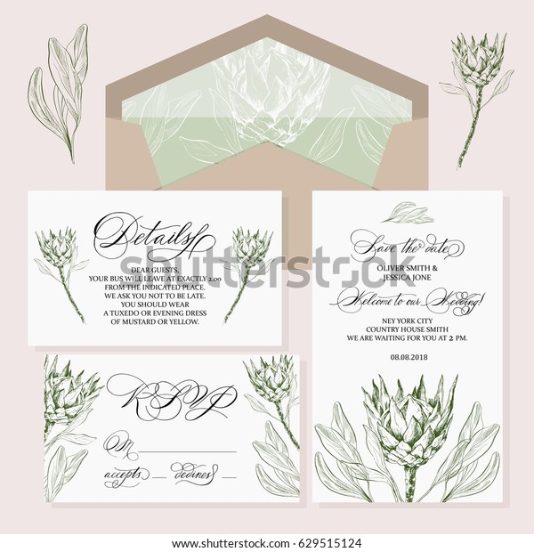 Template Rustic Wedding Invitations Save Date Stock Vector