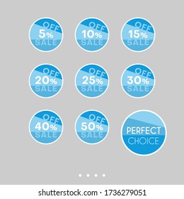 Template sale set. Colorful abstract geometric design for stickers, web page ads, tags, discount offer price labels, badges, coupons, flyers etc.