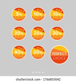 Template sale set. Colorful abstract geometric design for stickers, web page ads, tags, discount offer price labels, badges, coupons, flyers etc.