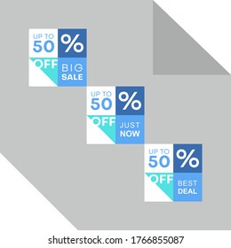 Template sale set. Colorful abstract geometric design for stickers, web page ads, tags, discount offer price labels, badges, coupons, flyers etc.