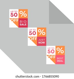 Template sale set. Colorful abstract geometric design for stickers, web page ads, tags, discount offer price labels, badges, coupons, flyers etc.