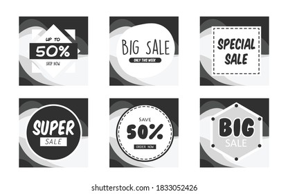 Template sale vector good for campaign in social media. Gray and black template vector. Big sale and super sale template.
