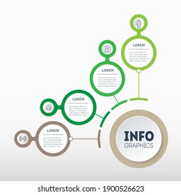 Template of a sales pipeline, info chart. Infographic of green technology or education process with four steps. Annual report. Eco Business presentation with 4 options. Vector.