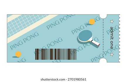 Modelo, amostra, ping pong ticket com raquete, ping pong ball, código de barras, estrelas, convite, bilhete de entrada