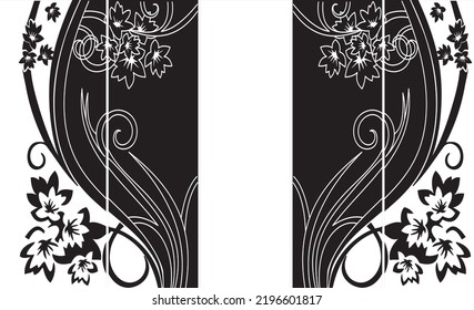 template for sandblasting pattern, template for stencil, floral ornament, drawing on doors