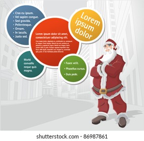 Template of Santa Claus in the city