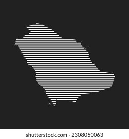 Template Saudi Arabia map from grey horizontal lines isolated on background. Asia country pattern, design, illustration, infographic. Abstract concept parallel lines of silhouette map Saudi Arabia
