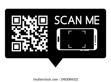  Template scan me Qr code for smartphone. QR code for mobile app, payment and phone. Viewfinder, grid, focus, button.  Vector illustration