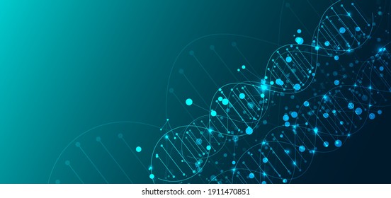 Template for science and technology concept or banner with a DNA molecules. You can use for ad, poster, template, business presentation. Vector illustration