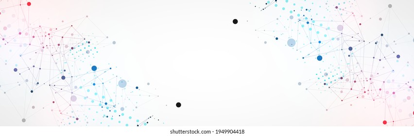 Template for science and technology presentation. Circles are connected by lines. Plexus style background.