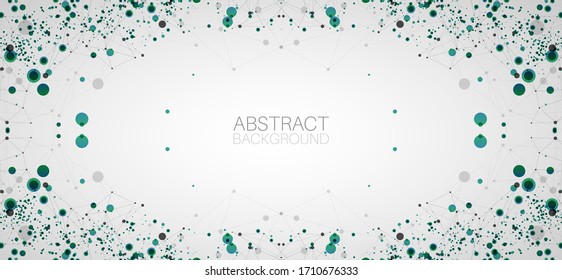 Template for science and technology presentation with connecting dots and lines.  Plexus style background. Global network connection.