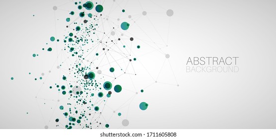Plantilla para presentación de ciencia y tecnología con puntos y líneas de conexión. Fondo de estilo plexus. Conexión de red global.