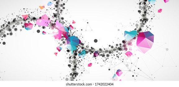 Template for science and technology presentation with connecting dots and lines.  Plexus style background. 