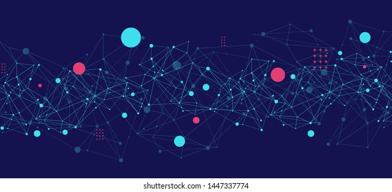 Template for science and technology presentation. Plexus style background.