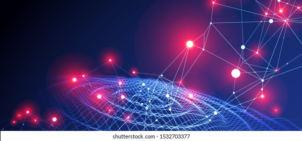 Template for science and technology presentation. Plexus style background.