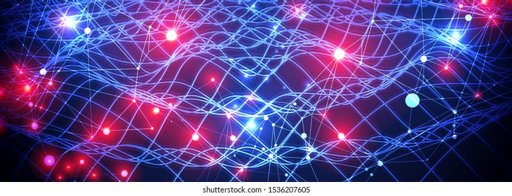 Template for science and technology presentation. Plexus style background.