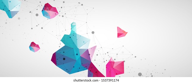 Template for science and technology presentation. Plexus style background.