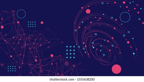 Template for science and technology presentation. Plexus style background.