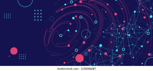Template for science and technology presentation. Plexus style background.