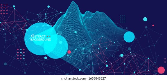 Template for science and technology presentation. Plexus style background.