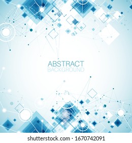 Template for science and technology presentation. Plexus style background.