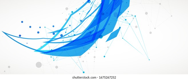 Template for science and technology presentation. Plexus style background.