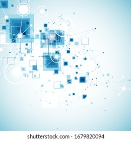 Template for science and technology presentation. Plexus style background.