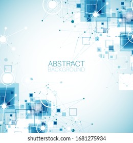 Template for science and technology presentation. Plexus style background.