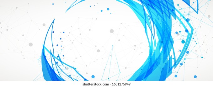 Template for science and technology presentation. Plexus style background.